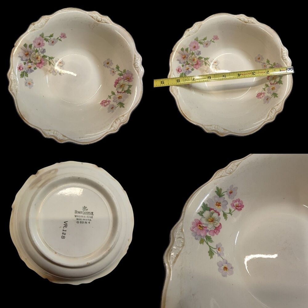 Antique Homer Laughlin VIRGINIA ROSE 8-1/2" Round Serving Bowl Vintage
